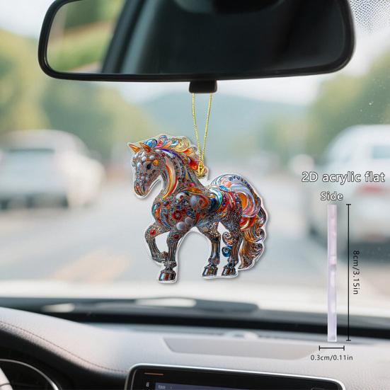 2D Акриловая Подвеска Лошадь Плоская Мультяшная Подвеска Лошадь Брелок Шарм Красочное Украшение Лошадь для Рюкзака Украшение Рождественской Елки