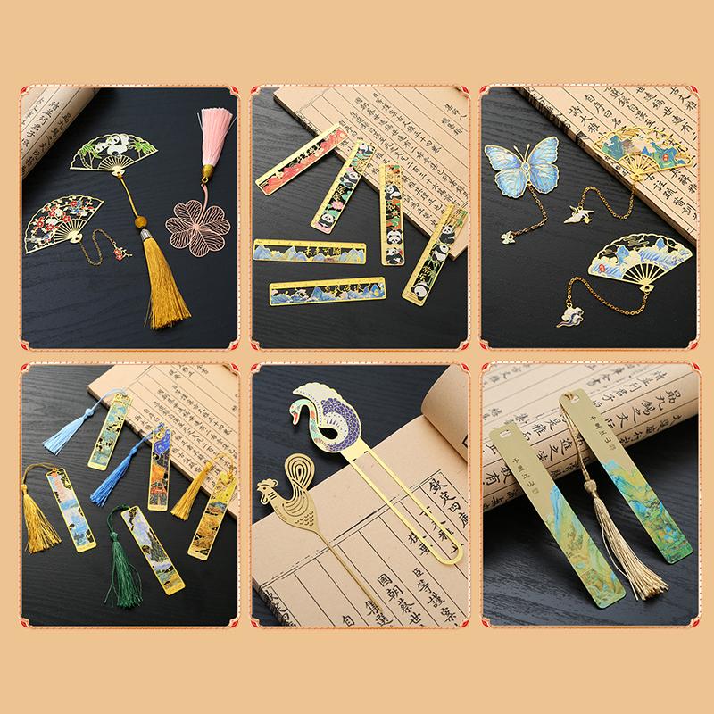 1 шт., металлическая закладка в стиле ретро с цветочным рисунком, полая бронзовая закладка с кисточкой, канцелярские принадлежности, подарки для книжного клуба, читателя