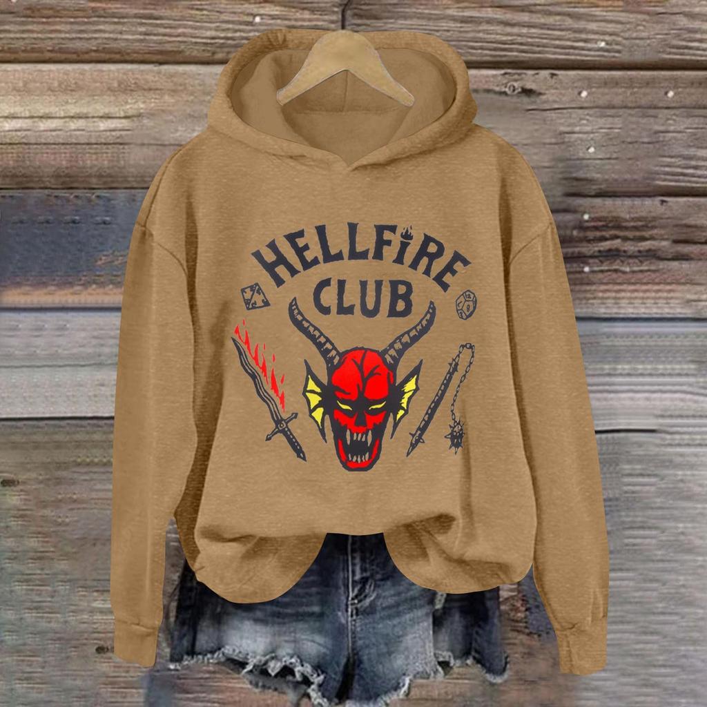 Женская модная повседневная толстовка с длинными рукавами, принтом и капюшоном