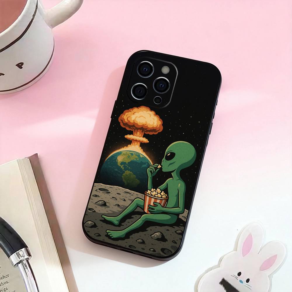 Funny Space UFO Alien Thing Phone Case Silicone Soft For IPhone 17,16,15,14,13,12,11,XS,Plus Pro Max