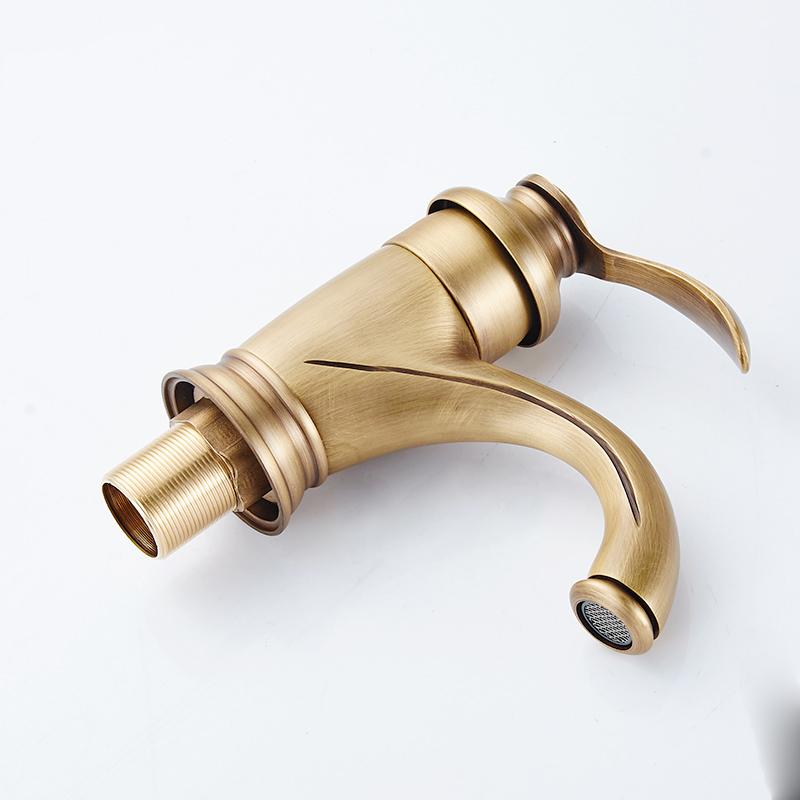 Антикварный латунный смеситель для раковины, дизайнерский смеситель для ванной комнаты, смеситель для горячей и холодной воды, керамическая основа для раковины, бронзовый смеситель 6636