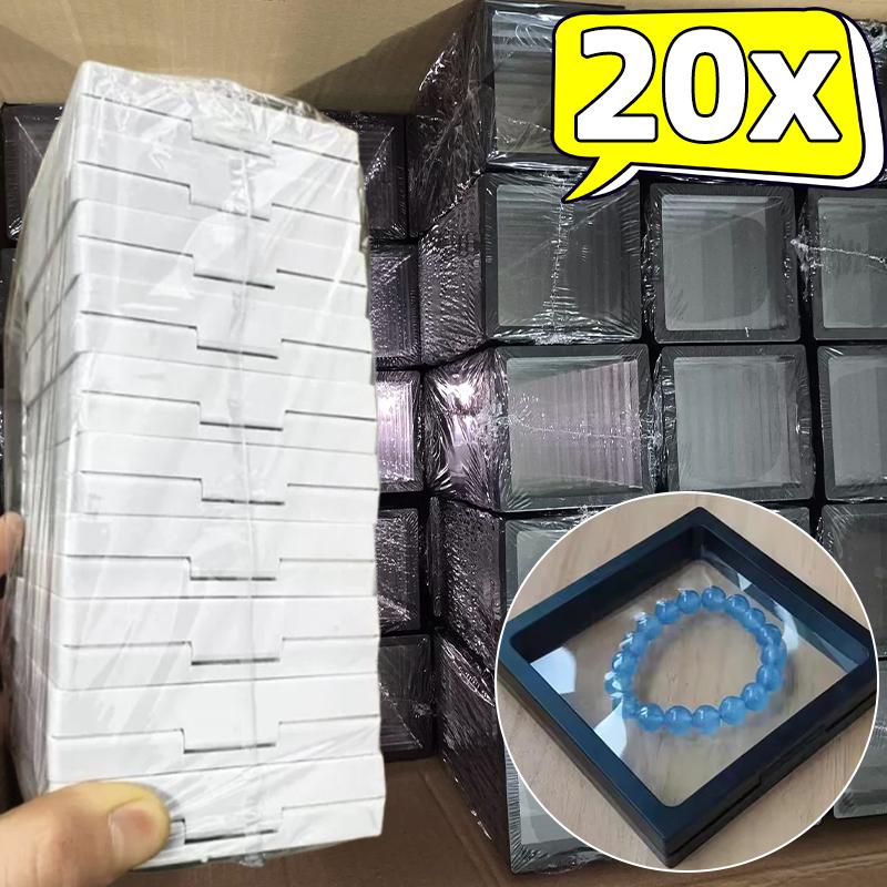 1-20pcs Floating Display Box with Base, Transparent Film Display Box Challenge Coins Specimens Jewelry Display Storage Wholesale