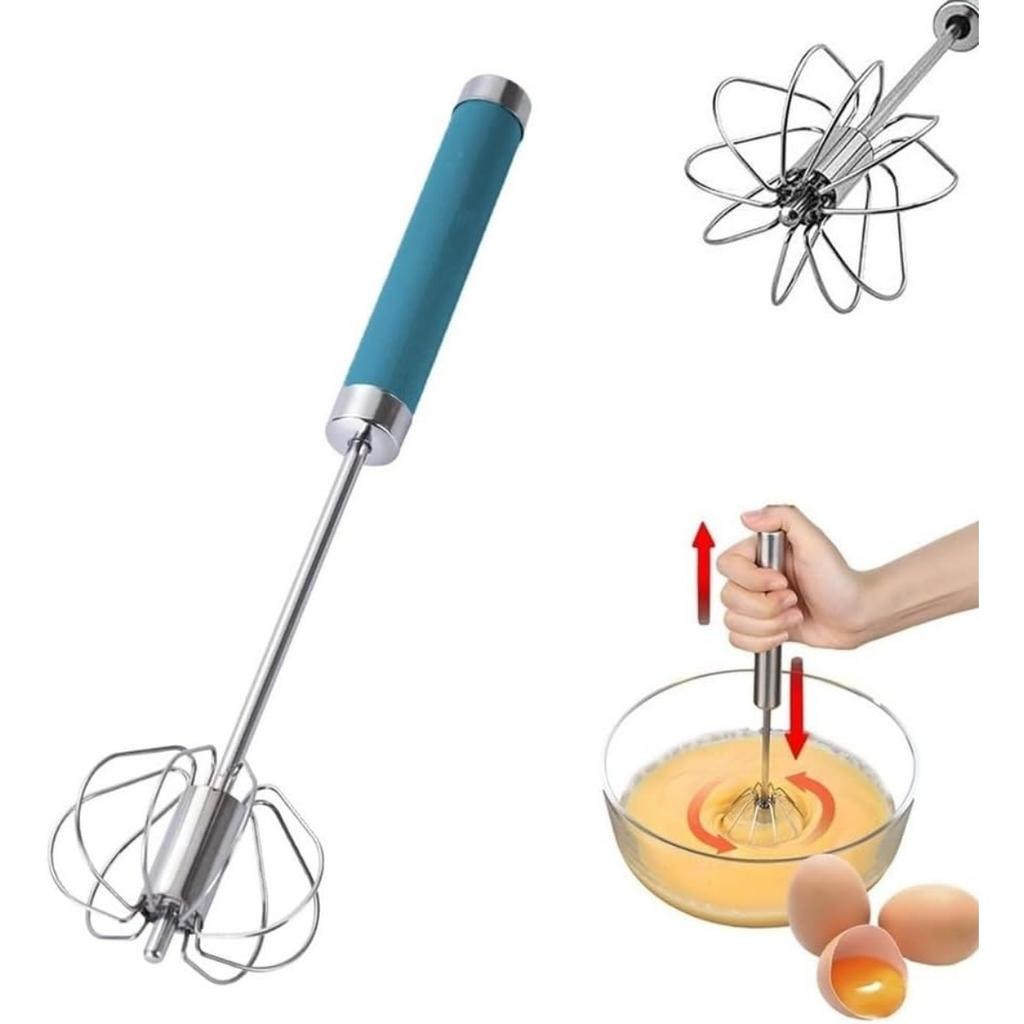 Ручной роторный блендер с венчиком, полуавтоматический венчик для яиц из нержавеющей стали - 30 см