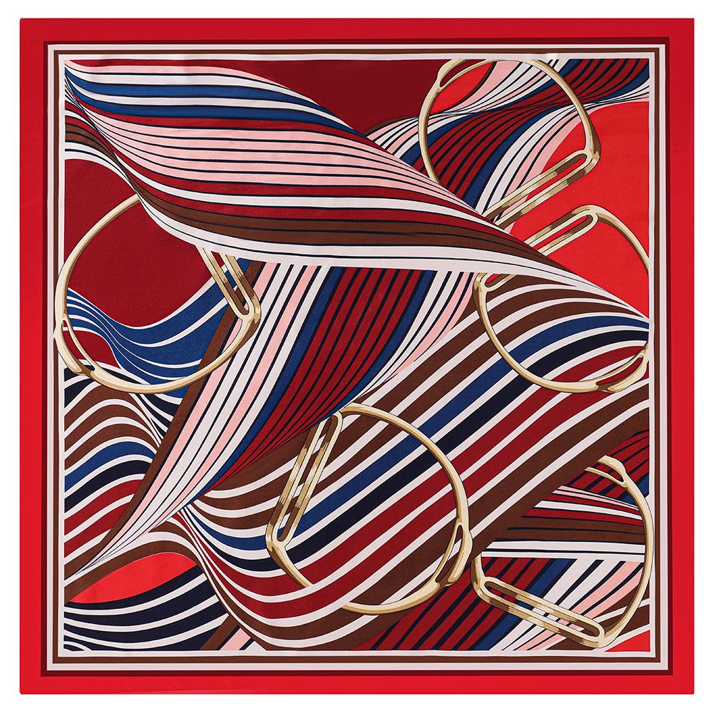 90*90cm Luxury Brand Women Silk Scarfs Stripe Design Square Scarves Spring Summer Shawls For Ladies