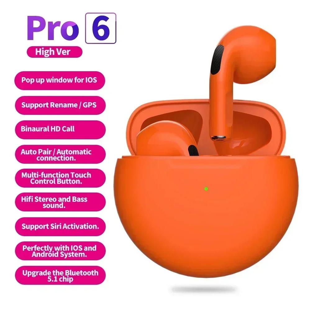 Беспроводные наушники Air Pro 6 TWS с микрофоном, Bluetooth-наушники, спортивная гарнитура для бега для Apple iPhone, наушники Xiaomi Pro6