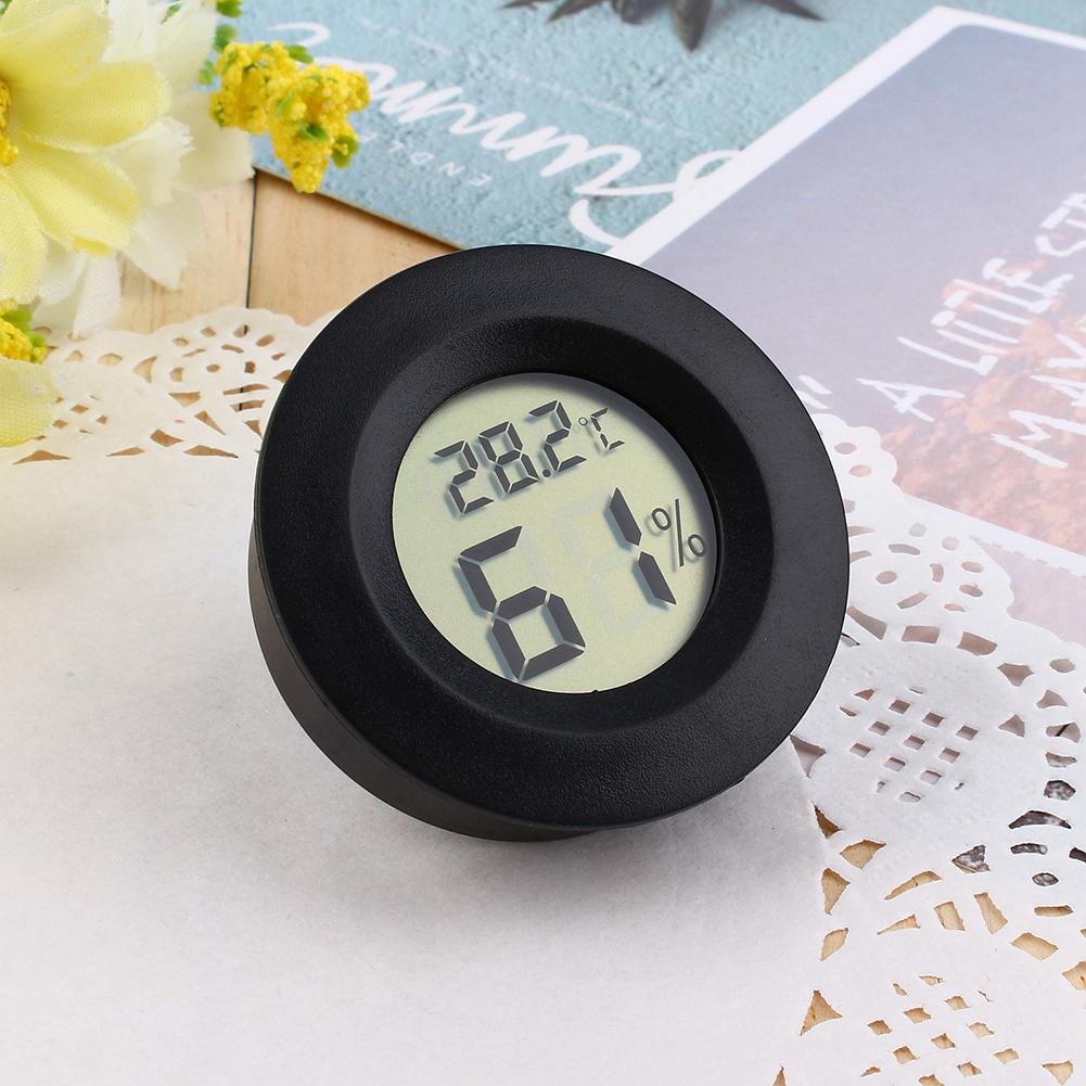 LCD Cigar Hygrometer Thermometer with Embedded Installation, Temperature and Humidity Meter for Humidor, Black Round Face