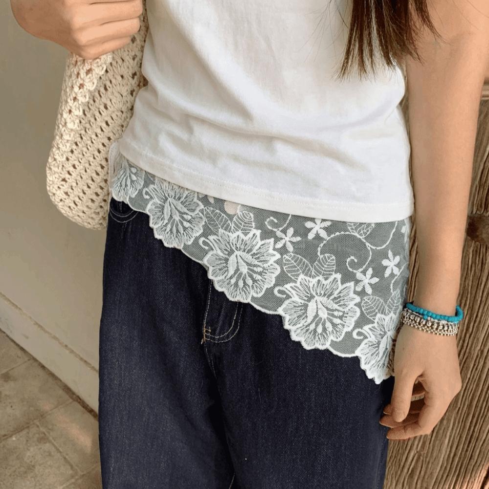 White Lace Triangle Belt Elegant Belted Overlap Scarf Niche Korean Lace Apron  Party