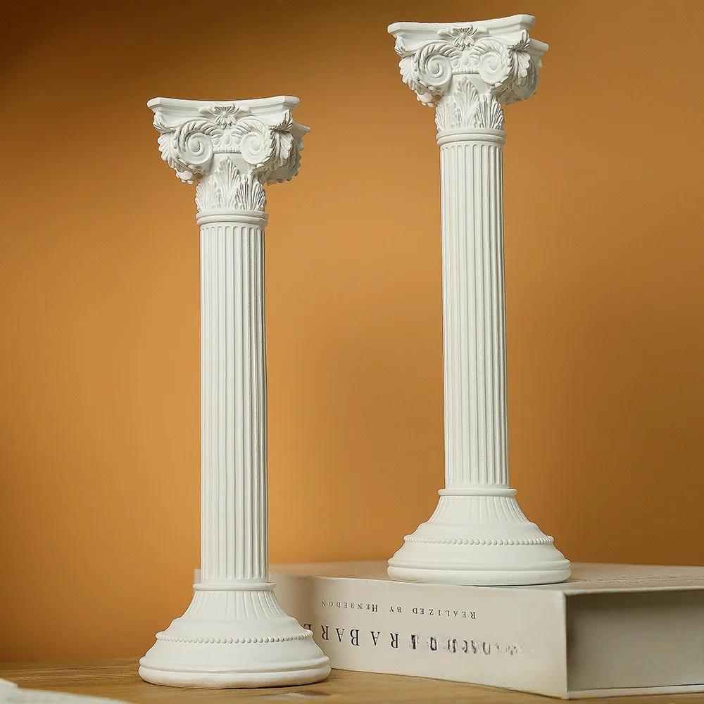 Resin Angel Figurines with Roman Column Cherubs Statue Wings Sleeping Thinking Angle for Home Room Desktop Office Decoration