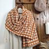Women's winter scarf, versatile and high-end, made of faux cashmere, double-sided houndstooth pattern, thickened for warmth and protection from the