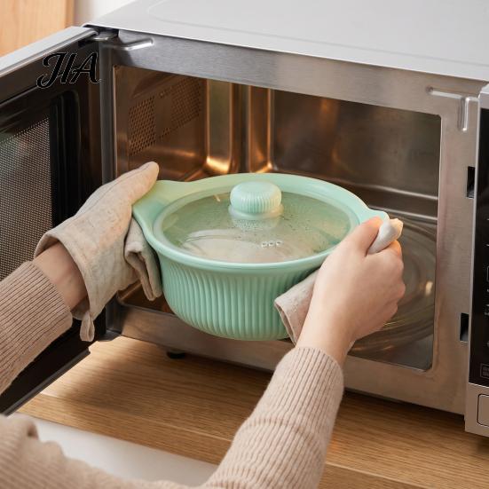 Microwave Safe Food Steamer Silicone Steamer, Double Layer Food-Grade Bowl with Lid & Easy Clean Cooker Divider, Heat Resistant Divided Pot