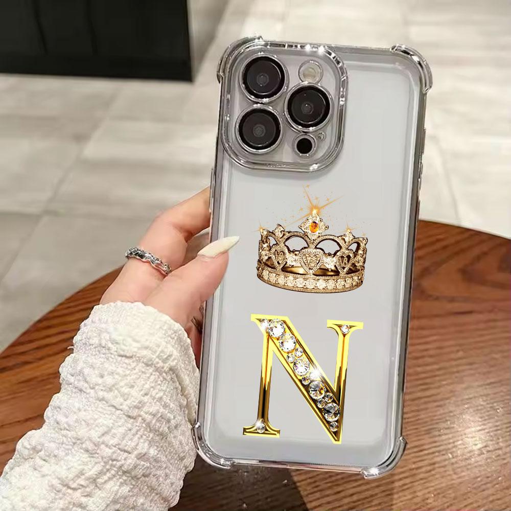 Чехол для телефона с инициалами K W N F J O для iPhone 11 13 15 16 17 Pro Max 14 Plus 17Air 16E 13 Pro 12 Mini 17Pro Мягкий прозрачный чехол