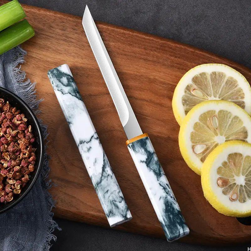 Маленький нож из нержавеющей стали Cloud Ink, имитация деревянной рукоятки, карманный нож для переноски, острый, режущий фрукты, ветки