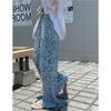 Летняя женская одежда Винтажный принт Плиссированные широкие брюки Женские повседневные брюки с высокой талией Свободные прямые брюки Pantaloness