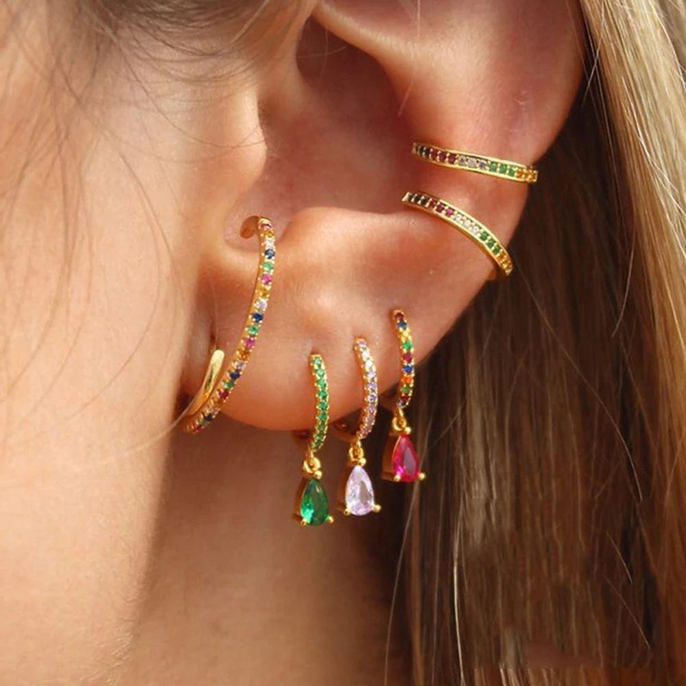 Zircon For Girls Crystal Ear Jewelry Women Hoop Earrings Dangle Drop Earrings Korean Stud Earrings