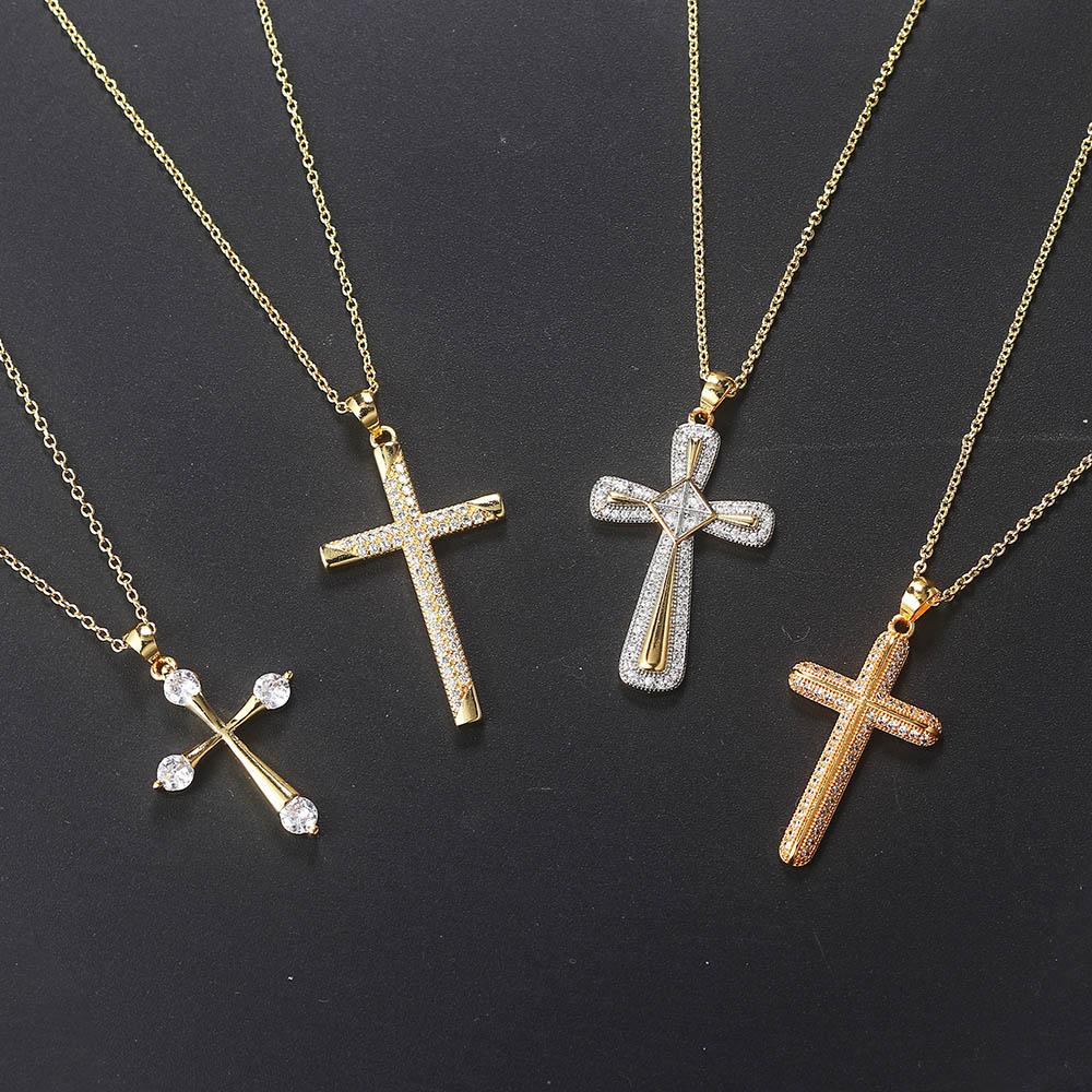 ZHOUYANG Aesthetic Cross Pendants Necklace For Women Kpop Zircon Choker Women's Chain Jewelry Christmas Gifts Wholesale N051