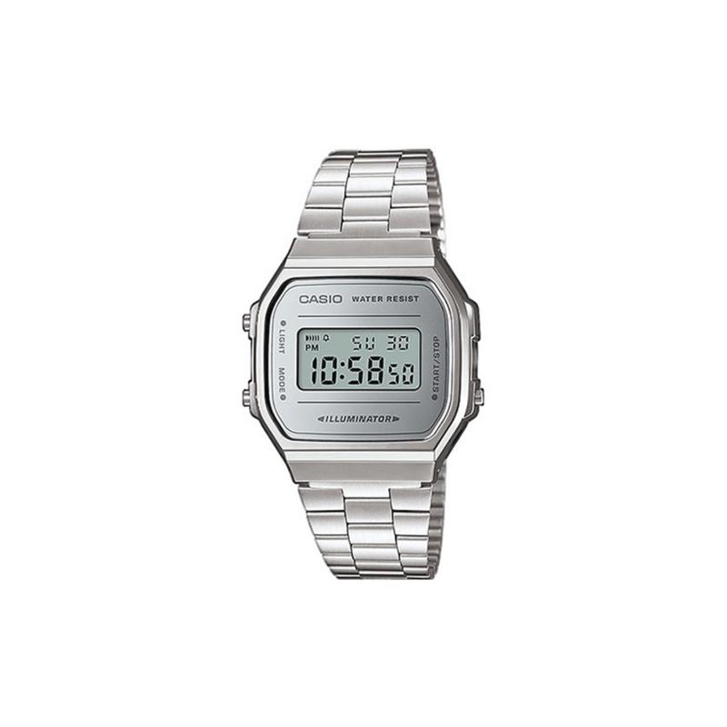 Casio Индивидуальные часы модифицированная серия ретро маленькие квадратные часы водозащита A168WEM-7 модифицированные-Sanyaojie Кварц Сталь Серебристый циферблат Желтые стрелки