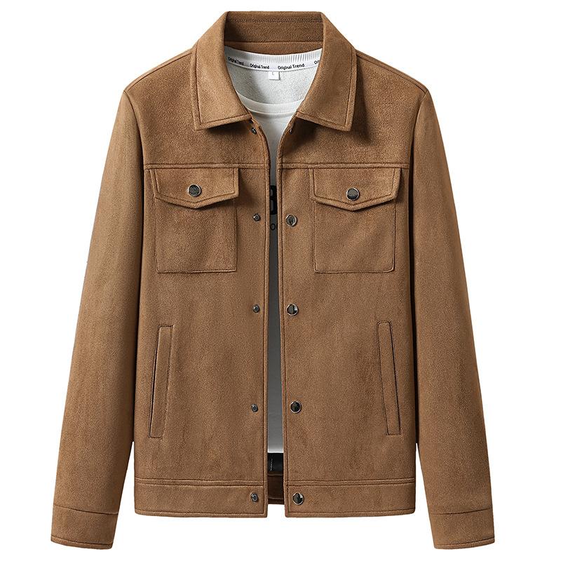 Autumn New Fashion Youth Versatile Casual Jacket Men's Deerskin Velvet Japanese Fashion Brand Men's Lapel