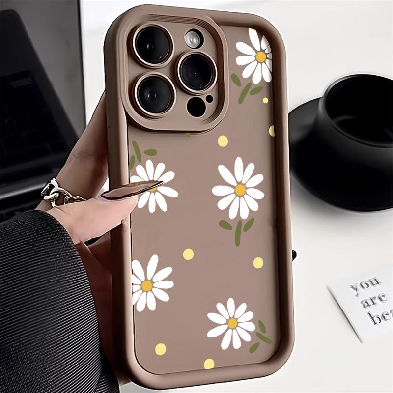 Силиконовый чехол для телефона с цветком ромашки для iPhone 13 Чехол iPhone 11 12 14 15 16 Pro Max XR X XS 7 8 Plus SE 2 3 Мягкий противоударный чехол