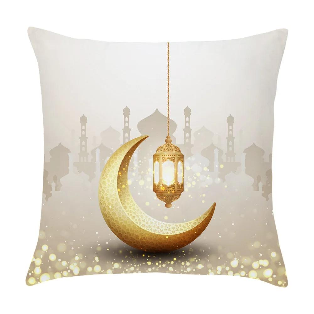 Moon Star Bedroom Sofa Decor Printed Cushion Cover Eid Mubarak Home Decor Pillow Cover Ramadan Islamic Party Supplies