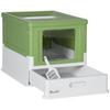 Hooded Cat Litter Box, Portable Pet Toilet, with Scoop, Front Entry - Emerald Green