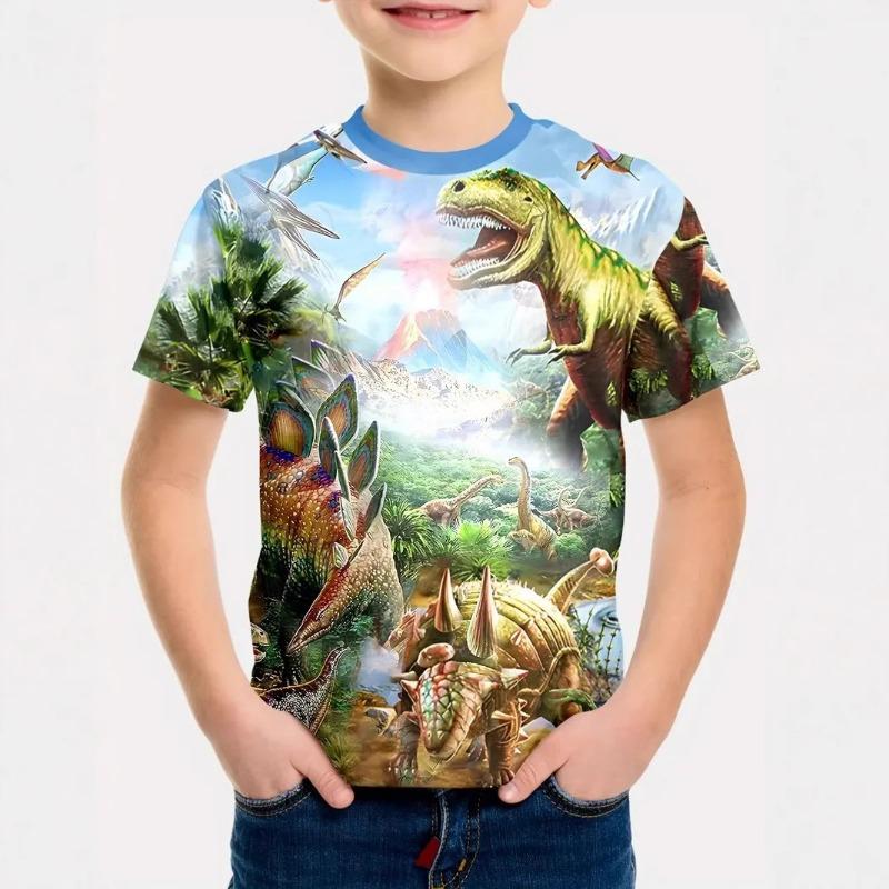 Детская футболка с 3D-принтом, футболка с короткими рукавами для мальчиков, детская летняя одежда с рисунком аниме, футболка с круглым вырезом