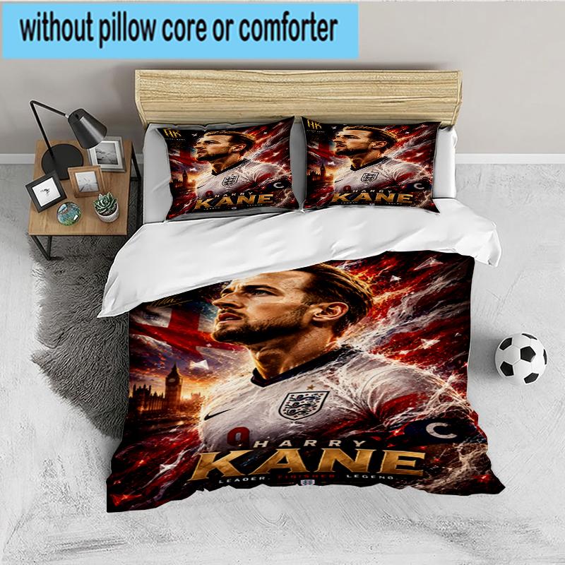 3PCS Football Player Kane Bedding set,Ideal for1pc Duvet Cover And 2pcs Pillowcases Perfect for Christmas gift,Ideal for Bedroom, Dormitory