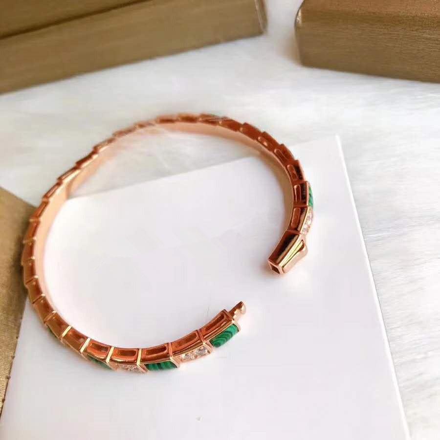 Браслет-змейка из стерлингового серебра с бриллиантами по всей длине, натуральным перламутром и агатом, цвета павлиньего пера для пар - Унисекс, европейский и американский стиль