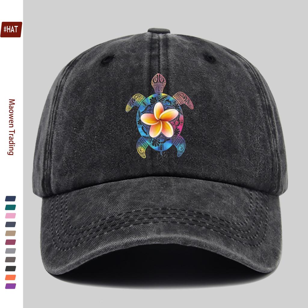 pc Floral Gradient Turtle Fashion Letter Printed Baseball Cap with MultiColored Turtle Print Design Sun Hat Underwater World