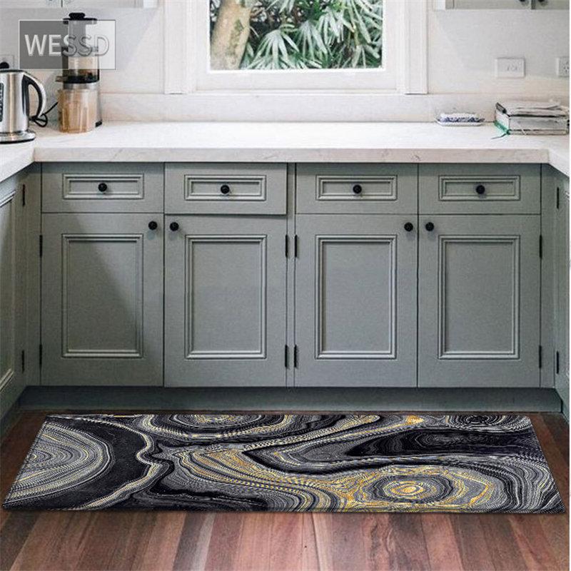 Черный, серый мраморный коврик для гостиной, противоскользящие кухонные коврики для пола, прикроватные коврики для спальни, украшение дома