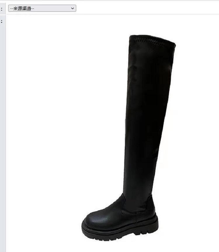 Эластичные ботфорты женские осенне-зимние новые ботинки маленького рыцаря тонкие ботинки толстый каблук длинные сапоги