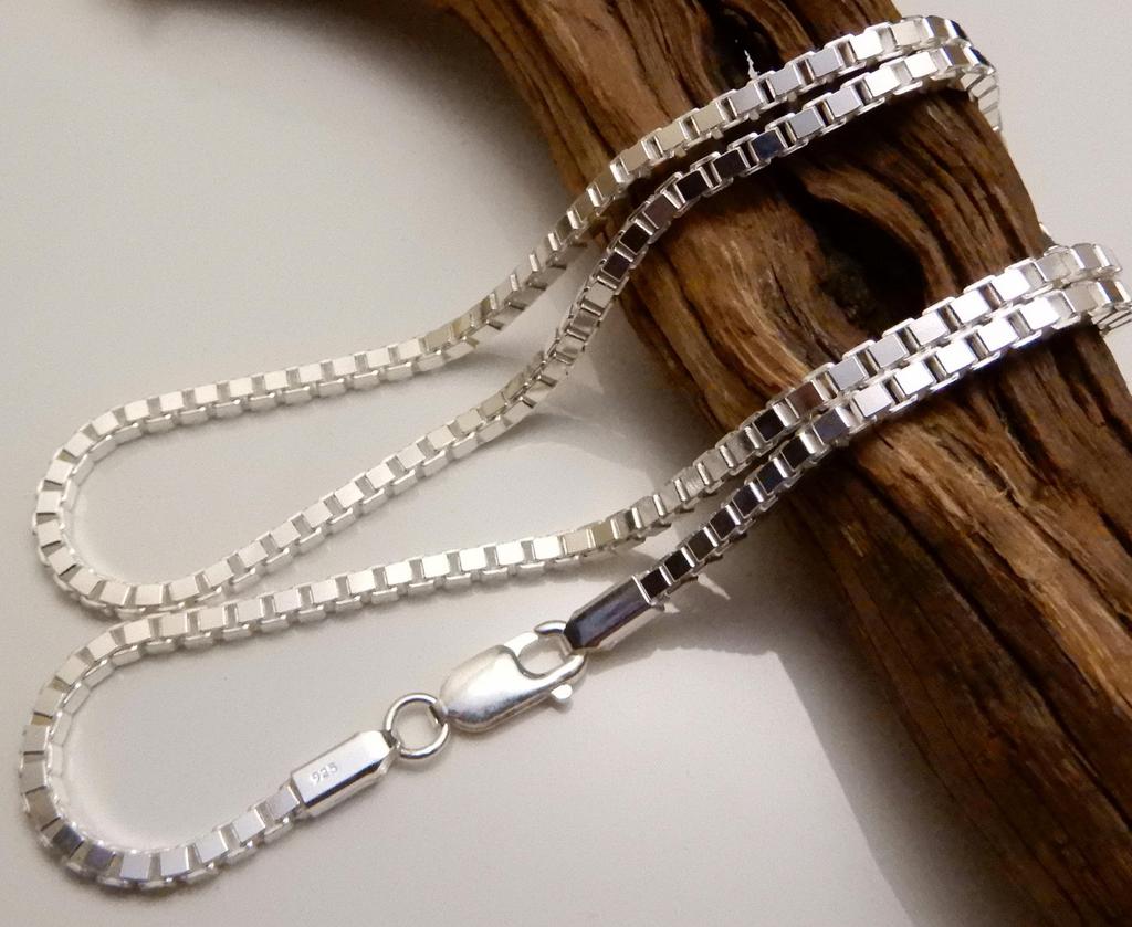 925 Silver Chain Necklace Venetian Chain Thick 60cm Silver Necklace Silver Chain Only Venetian Necklace Simple Cool Necklace Silver Chain Men's 3.0mm
