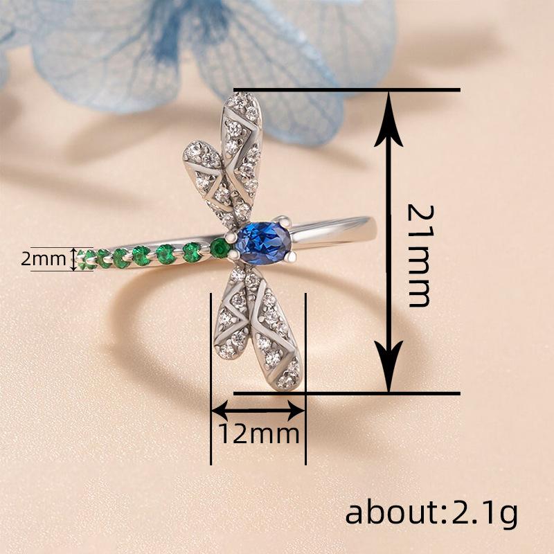 Кольцо с изображением стрекозы, животного, насекомого, женское, инкрустированное цветным кольцом с цирконием, милый и реалистичный взрыв моды
