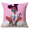 Cute Africa Girl Cushion Cover Fashion Black Woman Swimwear Show Cartoon Sofa Decoration Cotton Linen Chair Pillow Case Cojines