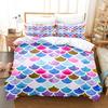 3D Beautiful Mermaid Scale Bedding Set Colorful Fish Scale Quilt Cover Set Duvet Cover Pillowcase Bedclothes Queen King Size