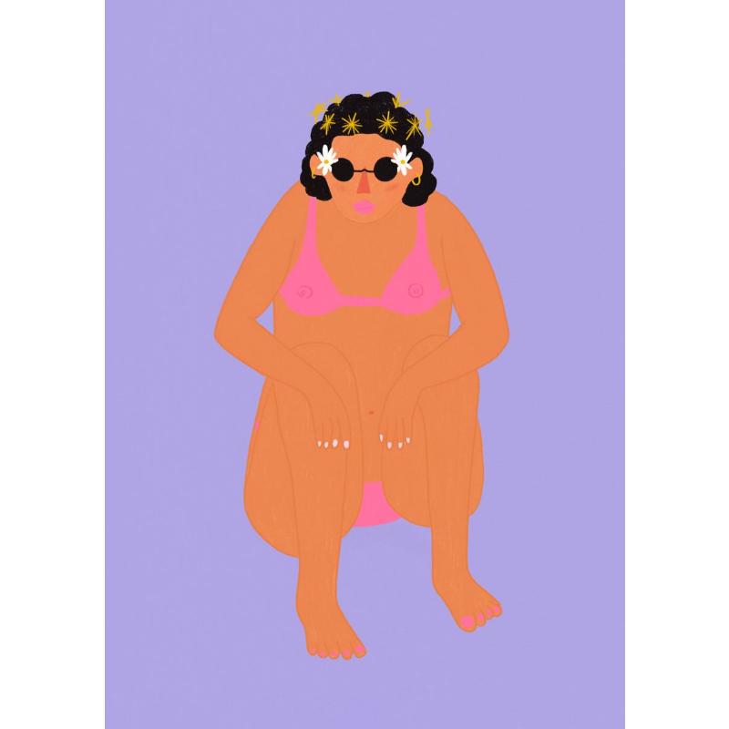 Абстрактное искусство Женщина Настроение Диван Джунгли Пижама Плакат Картина на холсте Смешная повседневная жизнь Настенная картина Гостиная Домашнее украшение