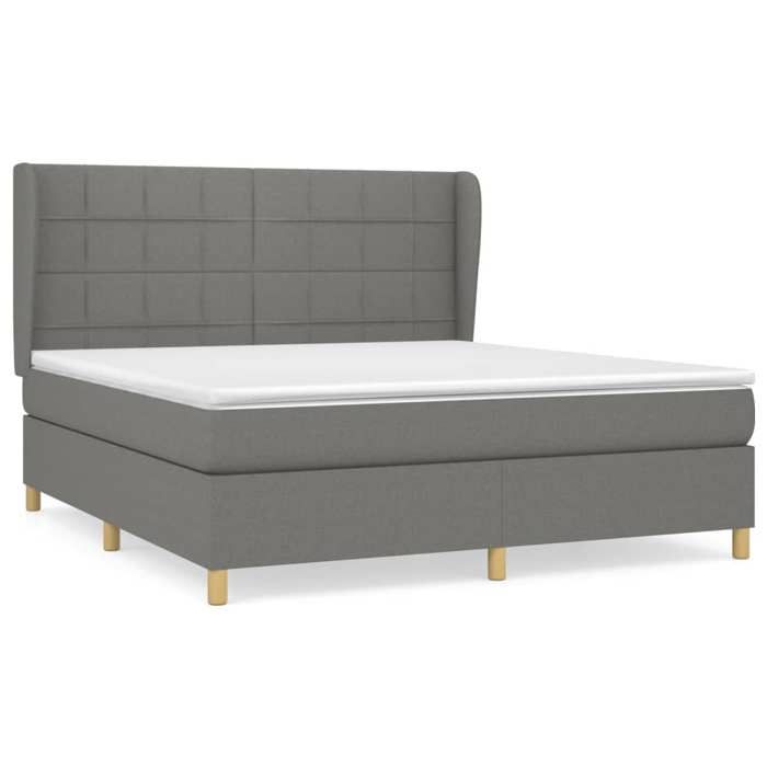 Maison Exclusive - Sommier à lattes de lit avec matelas Gris foncé 180x200cm Tissu