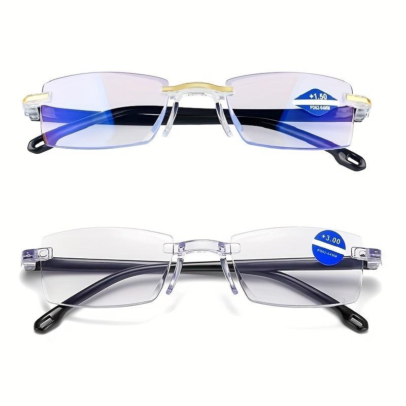 2 Pcs Anti Blue Light Reading Glasses+1.00 To+4.00 Anti Eye Fatigue Computer Glasses Suitable for Both Women and Men