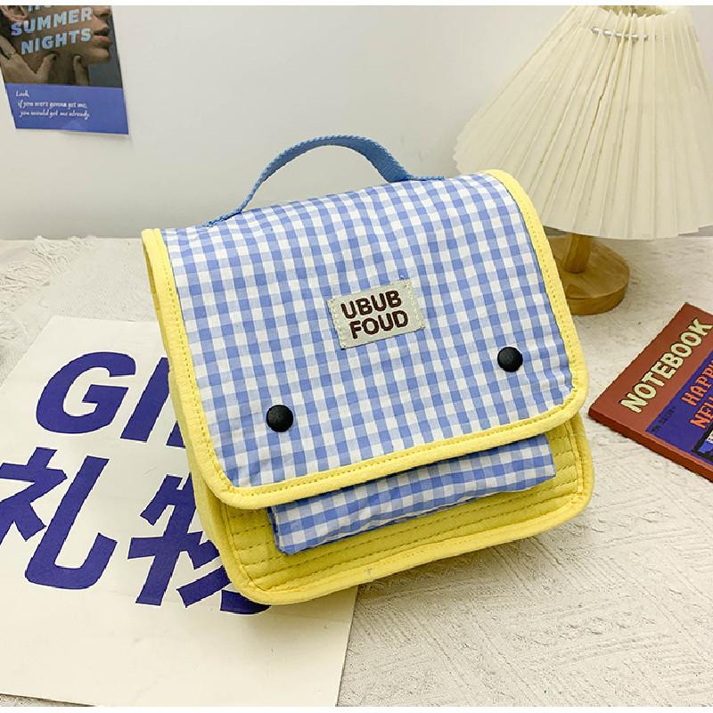 Pattern Grid Simple Letter Decoration Children Casual Backpacks For Daily Use