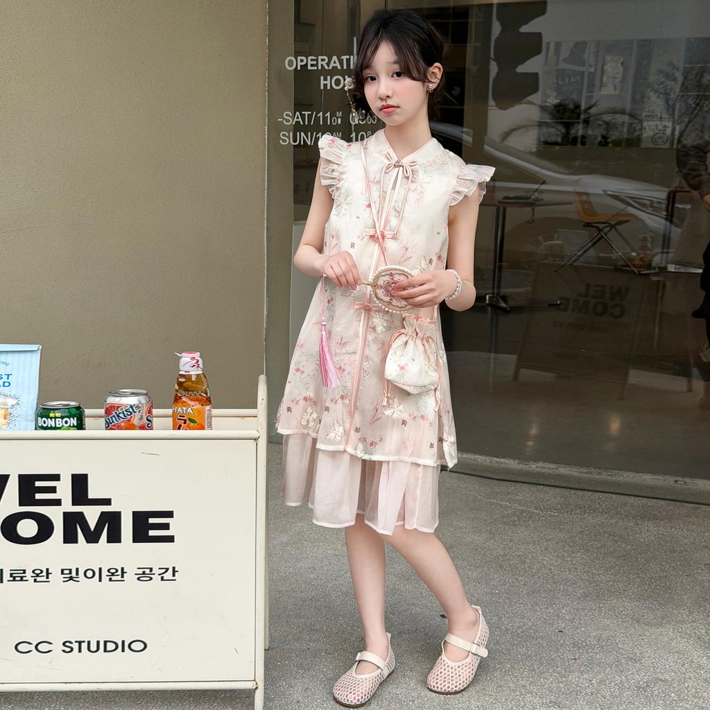 Girls' dress cheongsam dress 2026 new summer children's mid to large children's stylish little girls' dress princess dress