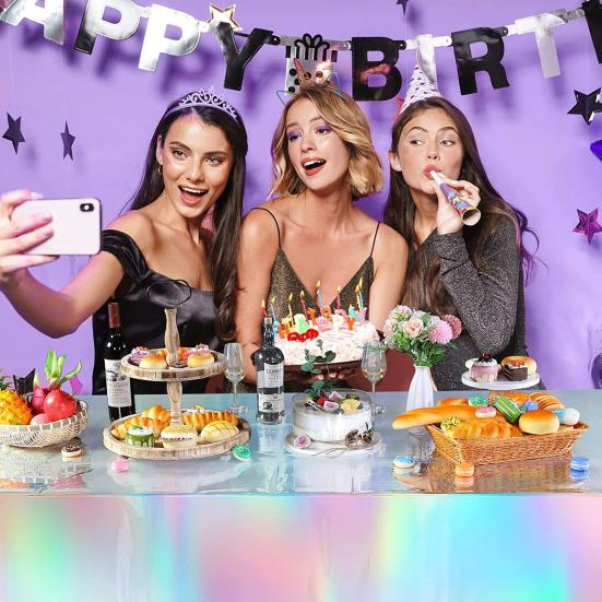 3 шт. блестящая скатерть голографическая водонепроницаемая скатерть прямоугольная дискотека скатерть Декор для дня рождения