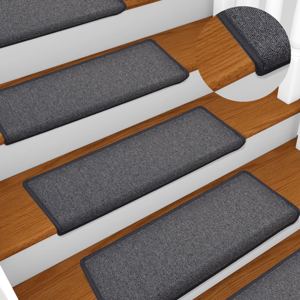 Vidaxl Maty Na Schody 15 Szt. 65X21X4 Cm Ciemnoszary Prostokątny Brzeg