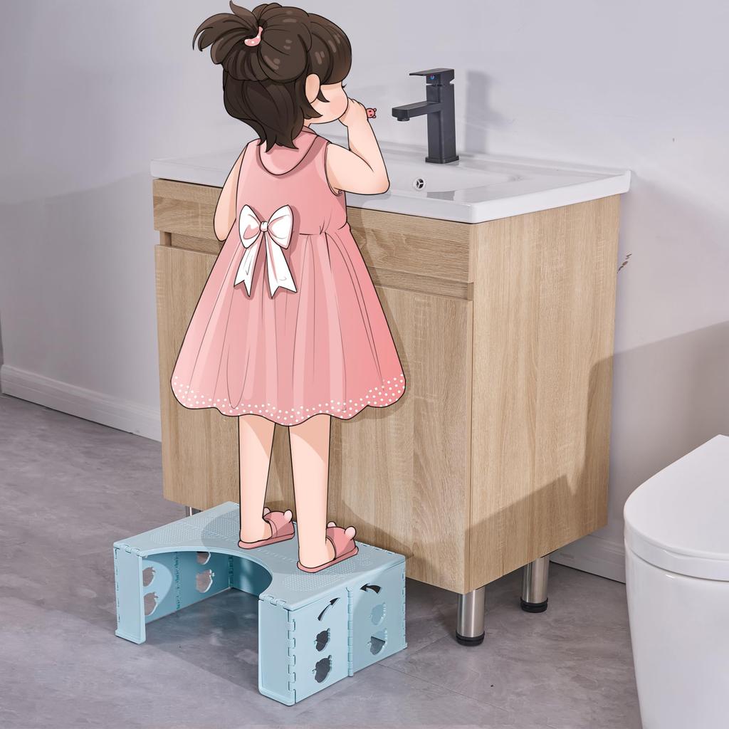 VECELO Складная ступенька для унитаза Высота 18 см Вспомогательная ступенька Вспомогательный туалет Подходит для детей, облегчает сидение Малыш Шаг