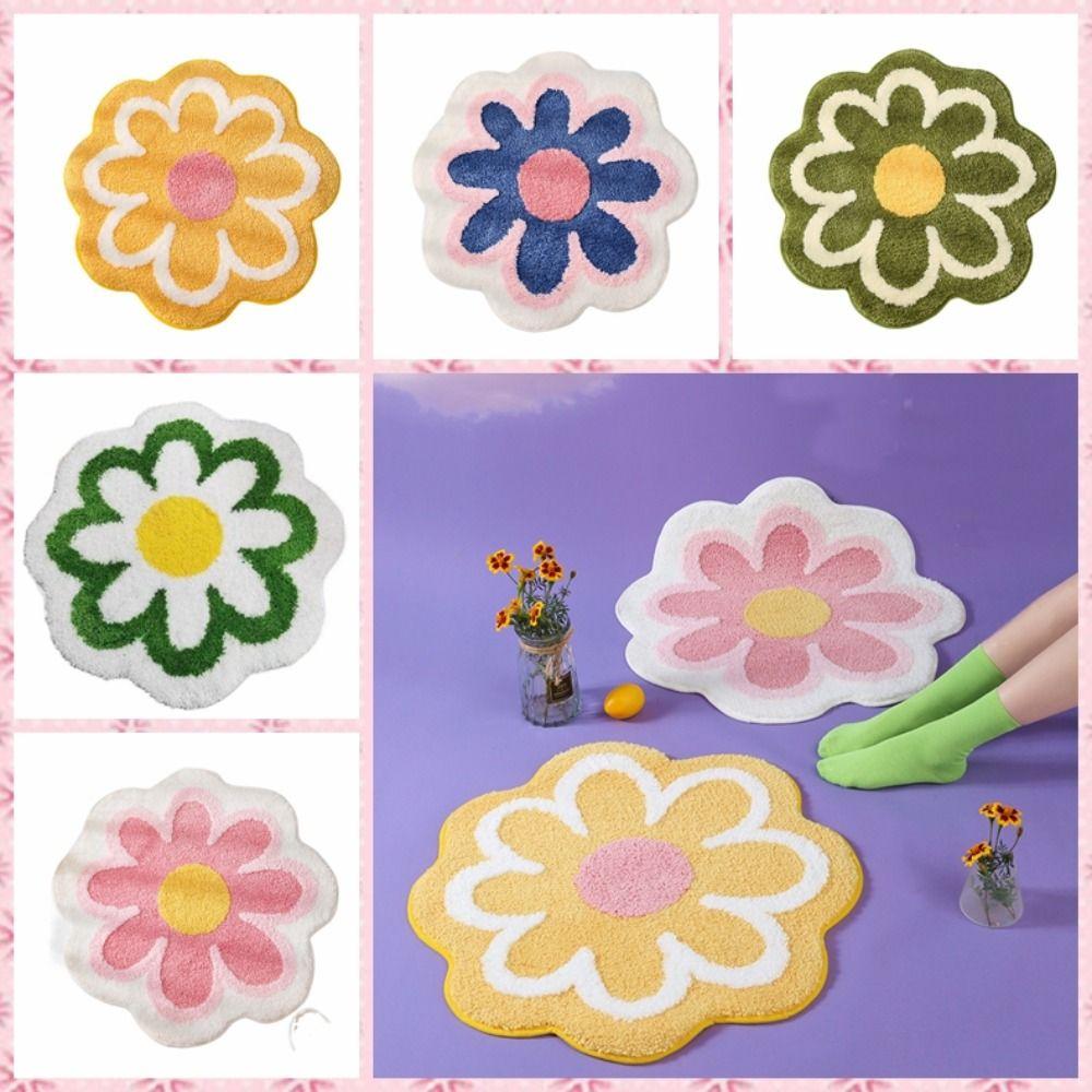 Anti-slip Floor Mat Round Rug Creative Flower Shaped Carpet Bedside