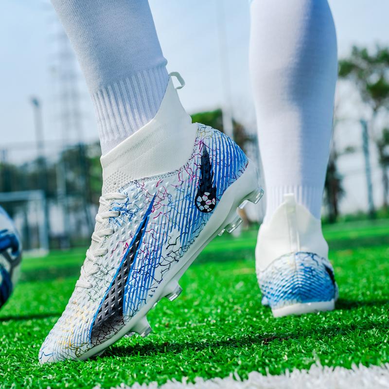 33-46 High-top Football Boots Long Nails PVC Men's Sports Shoes Boys Soccer Shoes