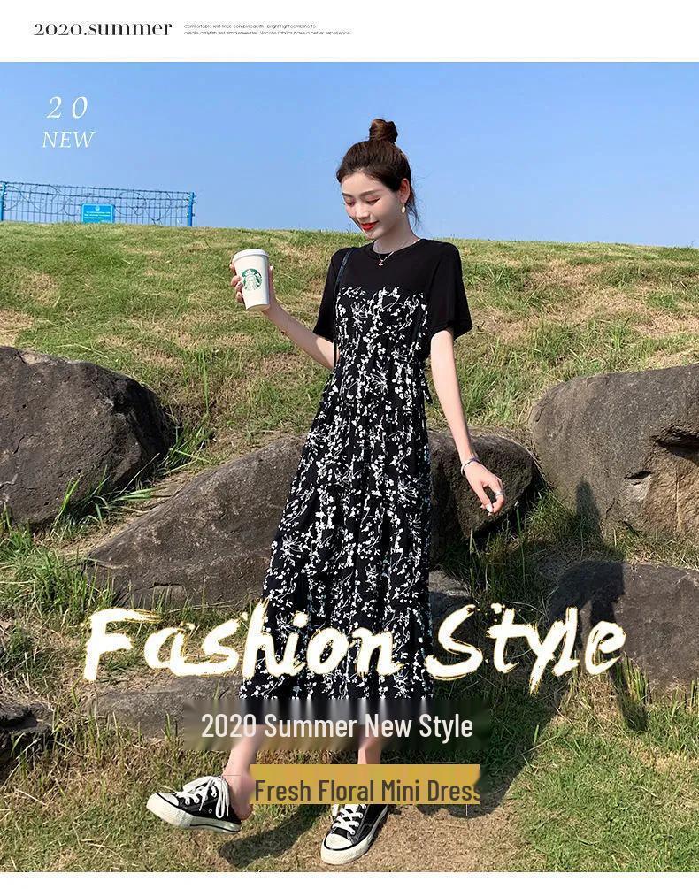 Летнее платье 2022 года в стиле Хепберн, женское, цветочное, миди, с завышенной талией, приталенное, с коротким рукавом