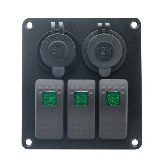 Панель клавишных переключателей, 3-клавишная розетка с зажиганием, водонепроницаемое зарядное устройство USB IP66 12 В/24 В