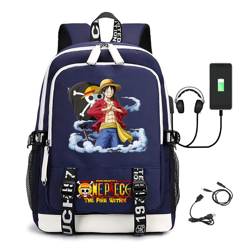 Хит продаж Рюкзак ONE PIECE Луффи с USB-зарядкой, большая вместимость