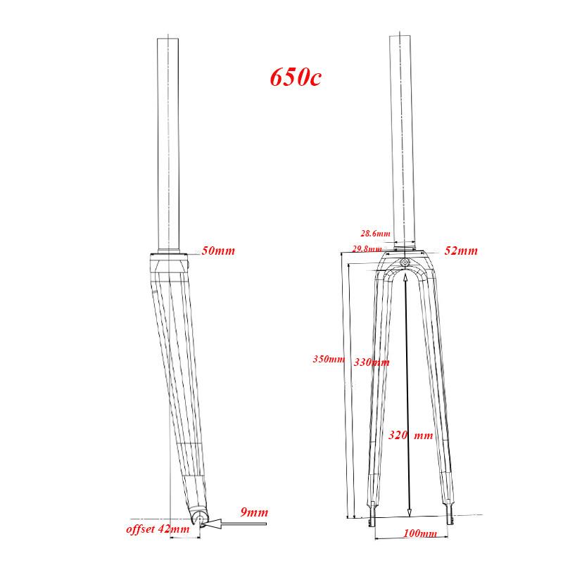 650C 700C Racing Road Bicycle Glossy Matt 3K Full Carbon Fibre Fork Track Fixed Gear Bike Front Fork