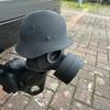 Крышка сцепного устройства с 3D-печатным стальным шлемом и противогазом. Крышка шара сцепного устройства. Предотвращает ржавление приемной трубы.