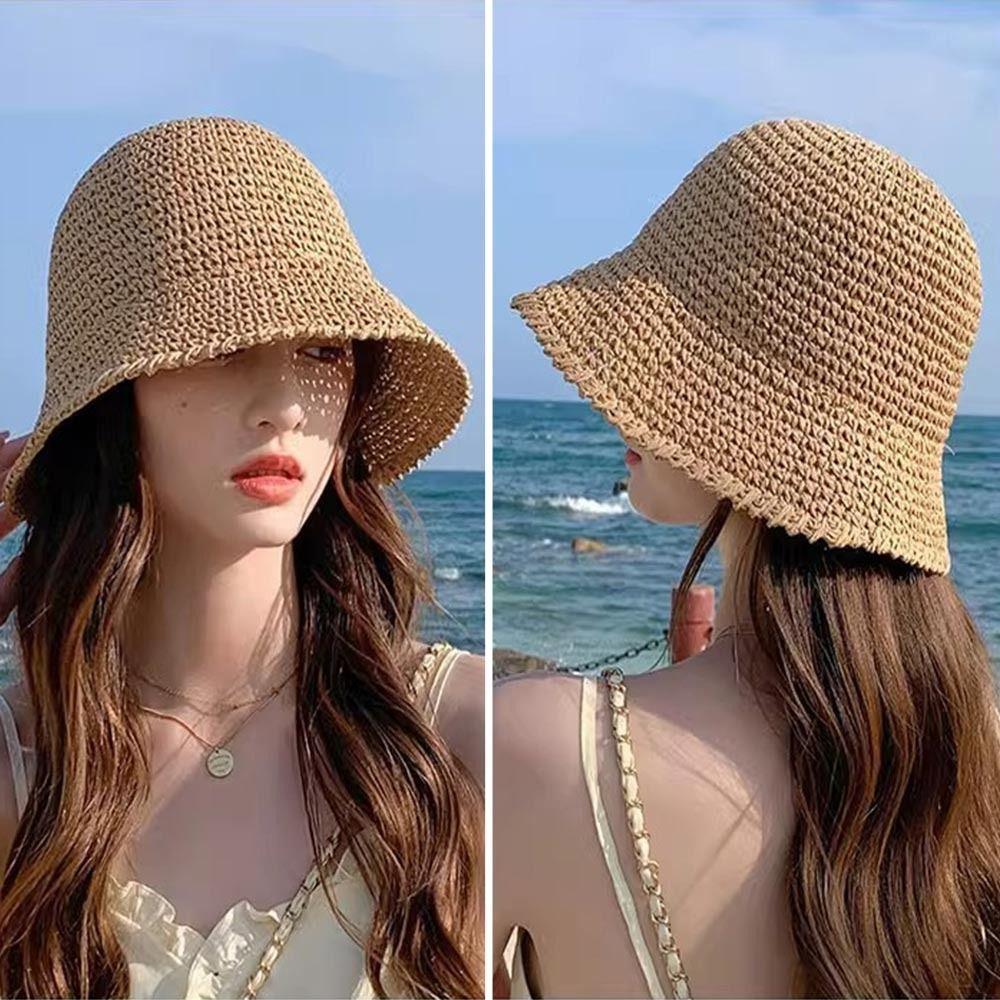 Foldable Beach Cap UV Protection Panama Cap Women Shade Hat